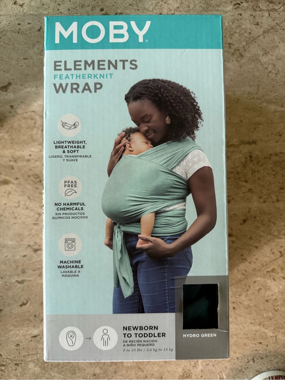 Moby Elements Featherknit Wrap in Hydro Green